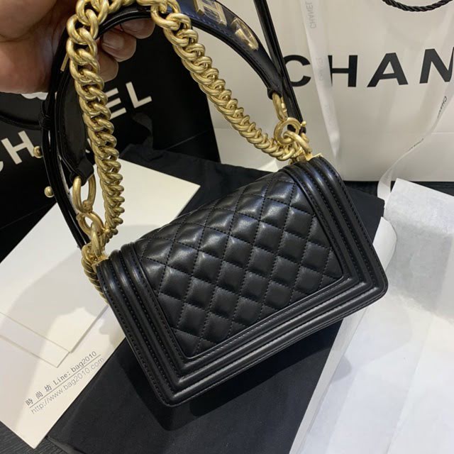 Chanel女包 67085# Chanel2020年新款羊皮包 手提金屬LoGo Chanel鏈條單肩斜挎小號包  djc3988